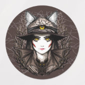 Heksenkat Halloween griezelig Schattige portret Labels (Design 2)