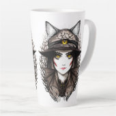 Heksenkat Halloween griezelig Schattige portret Latte Mok (Rechterhoek)