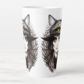 Heksenkat Halloween griezelig Schattige portret Latte Mok (Voorkant)