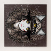 Heksenkat Halloween griezelig Schattige portret Legpuzzel (Horizontaal)