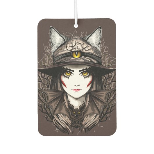 Heksenkat Halloween griezelig Schattige portret Luchtverfrisser (Voorkant)