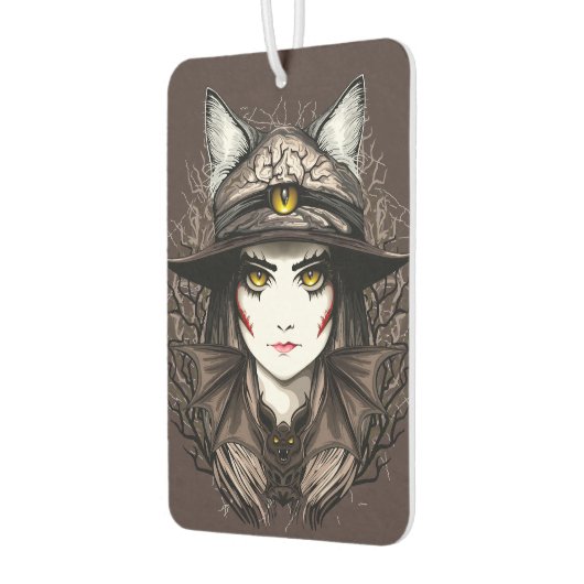 Heksenkat Halloween griezelig Schattige portret Luchtverfrisser (Links)