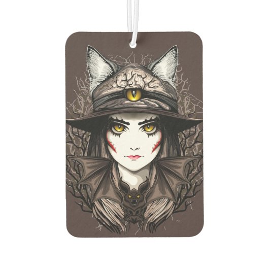 Heksenkat Halloween griezelig Schattige portret Luchtverfrisser (Achterkant)
