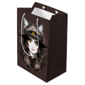 Heksenkat Halloween griezelig Schattige portret Medium Cadeauzakje (Achterkant Gekanteld)