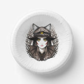 Heksenkat Halloween griezelig Schattige portret Papieren Kommen (Voorkant)