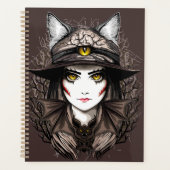 Heksenkat Halloween griezelig Schattige portret Planner (Voorkant)