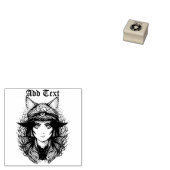 Heksenkat Halloween griezelig Schattige portret Rubberstempel (Gestempeld)