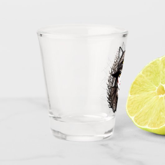 Heksenkat Halloween griezelig Schattige portret Shot Glas (Links)