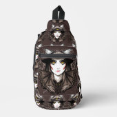 Heksenkat Halloween griezelig Schattige portret Sling Bag (Voorkant)