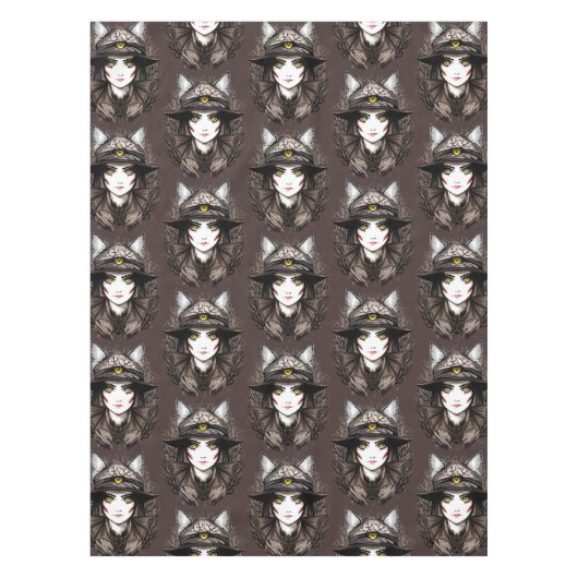 Heksenkat Halloween griezelig Schattige portret Tafelkleed (Voorkant)