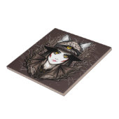 Heksenkat Halloween griezelig Schattige portret Tegeltje (Zijkant)