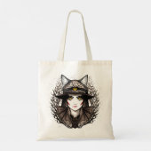 Heksenkat Halloween griezelig Schattige portret Tote Bag (Achterkant)