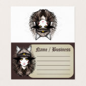 Heksenkat Halloween griezelig Schattige portret Visitekaartje (Buitenkant ongevouwen)