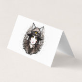 Heksenkat Halloween griezelig Schattige portret Visitekaartje (Achterkant)