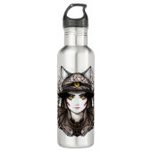 Heksenkat Halloween griezelig Schattige portret Waterfles (Voorkant)