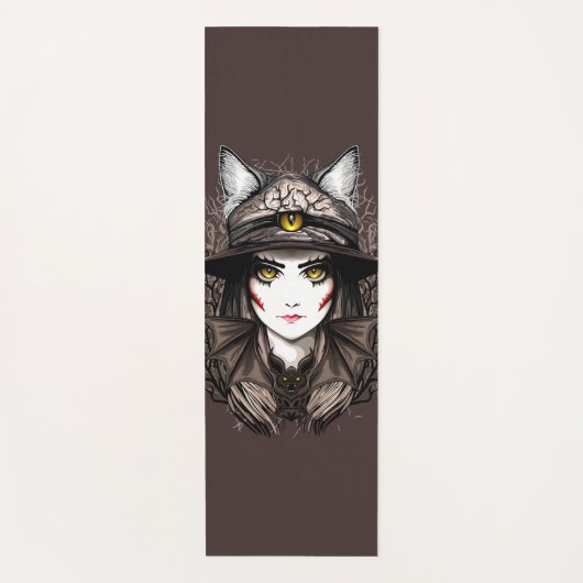 Heksenkat Halloween griezelig Schattige portret Yogamat (Voorkant)