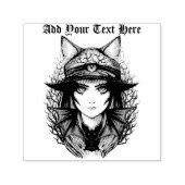 Heksenkat Halloween griezelig Schattige portret Zelfinktende Stempel (Design)