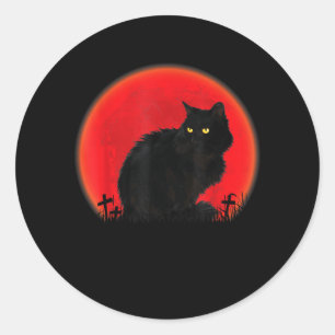 Heksenkat Halloween Kostuum Bloedmaan Zwarte Kat Ronde Sticker