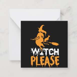 Heksenkat Halloween Verjaardag Notitiekaartje