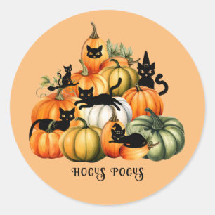 Heksenkat Jack O lantaarn Halloween Magic Gifts Ronde Sticker
