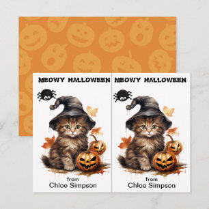 Heksenkat Kattenschool Feest Halloween Kaart