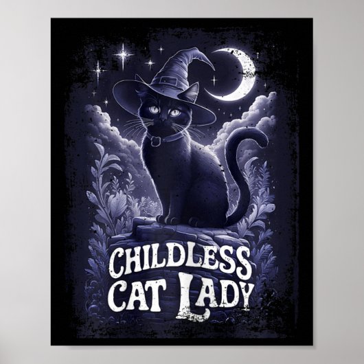  heksenkat kinderloze kat dames poster (Voorkant)