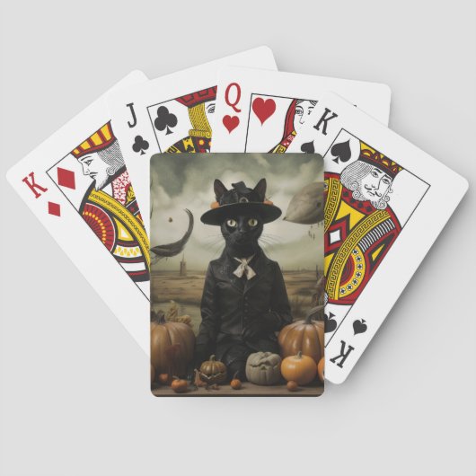 Heksenkat met pompoenen  pokerkaarten (Achterkant)