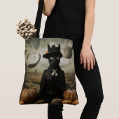 Heksenkat met pompoenen tote bag (Dichtbij)