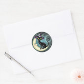 Heksenkat op halve maan Halloween Wicca Ronde Sticker (Envelop)