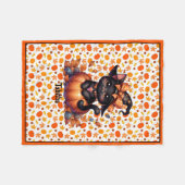 Heksenkat Voeg Baby's Naam Schattige Halloween Bor Fleece Deken (Voorkant (Horizontaal))