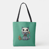 Heksenkat Voodoo Pop Green Tote Bag (Achterkant)
