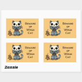 Heksenkat Voodoo-pop met gele tekst op maat Rechthoekige Sticker (Vel)