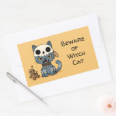 Heksenkat Voodoo-pop met gele tekst op maat Rechthoekige Sticker (Envelop)