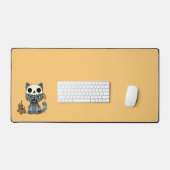 Heksenkat Voodoo-pop op geel Bureaumat (Keyboard & Muis)