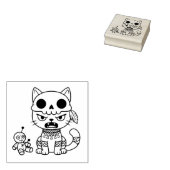 Heksenkat Voodoo-pop Rubberstempel (Gestempeld)