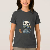 Heksenkat Voodoo-pop Tri-Blend Shirt (Voorkant)