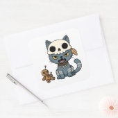 Heksenkat Voodoo-pop Vierkante Sticker (Envelop)