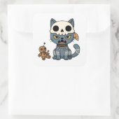 Heksenkat Voodoo-pop Vierkante Sticker (Tas)