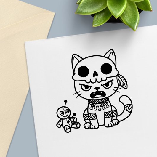 Heksenkat Voodoo-pop Zelfinktende Stempel