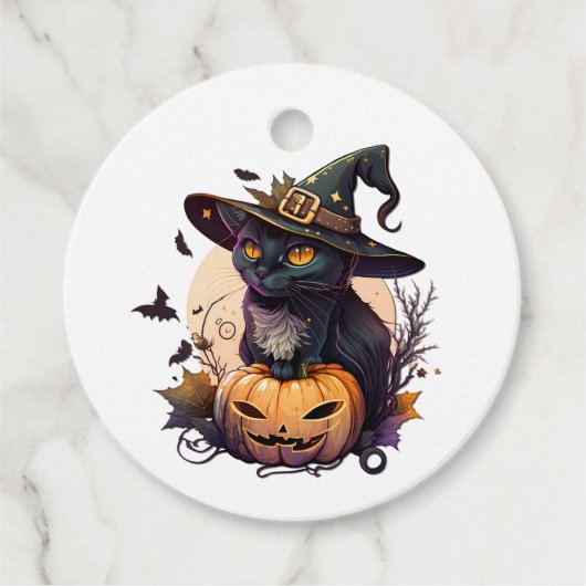 Heksenkat voor Halloween Bedankjes Labels (Voorkant)