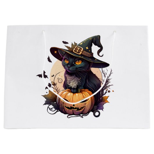 Heksenkat voor Halloween Groot Cadeauzakje (Voorkant)