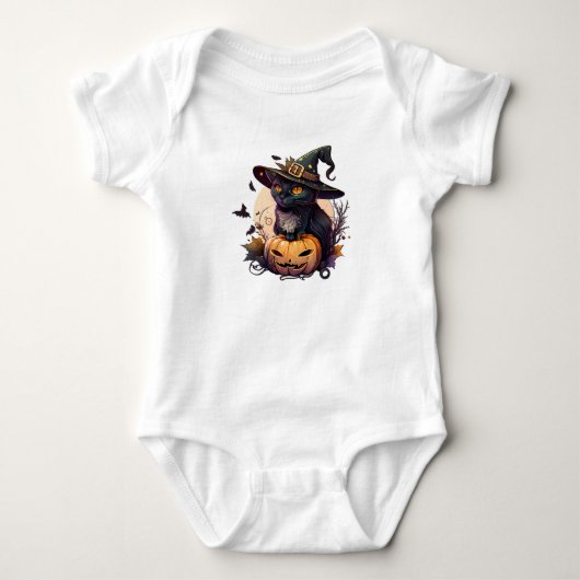 Heksenkat voor Halloween Romper (Voorkant)