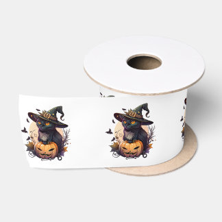 Heksenkat voor Halloween Satijnen Lint