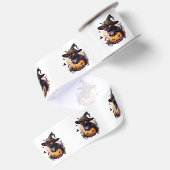 Heksenkat voor Halloween Satijnen Lint (Achterkant)