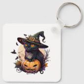 Heksenkat voor Halloween Sleutelhanger (Achterkant)