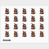Heksenkatten Jack O Lantern Halloween 🐈⬛ Vierkante Sticker (Vel)