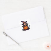 Heksenkatten Jack O Lantern Halloween 🐈⬛ Vierkante Sticker (Envelop)