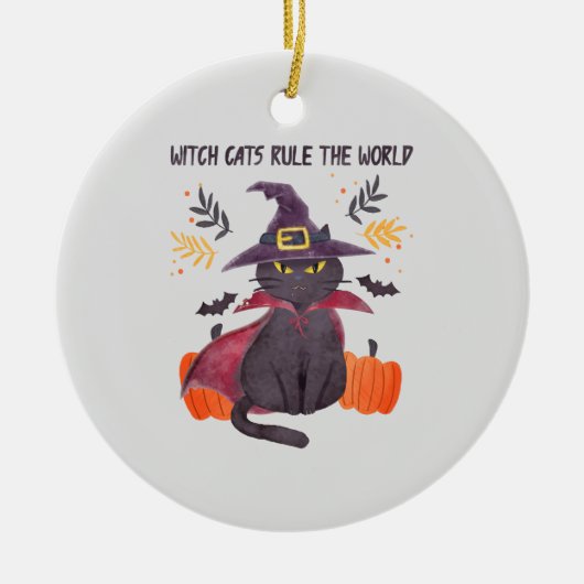 Heksenkatten regeren over de wereld keramisch ornament (Voorkant)