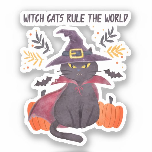 Heksenkatten regeren over de wereld sticker (Voorkant)