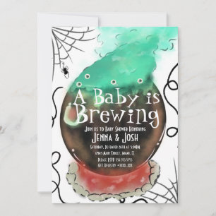 Heksenketel Griezelige Mist Baby Shower Doodle Kaart